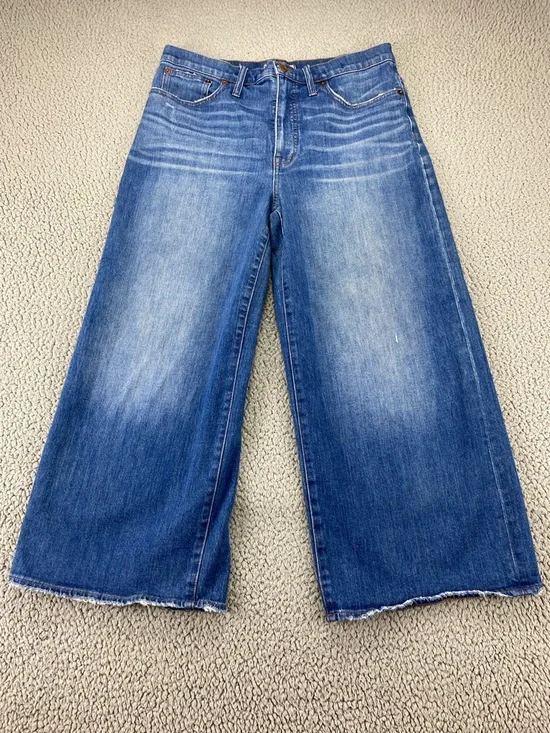 Madewell Wide-Leg Crop High Rise Comfort Stretch Jeans Denim | Size: 31 - Picture 3 of 16